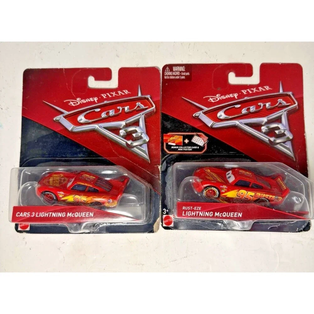 Lot of 2 Cars 3 Lightning Mcqueen Rust-EZE Mattel Disney Pixar w/ mini posters